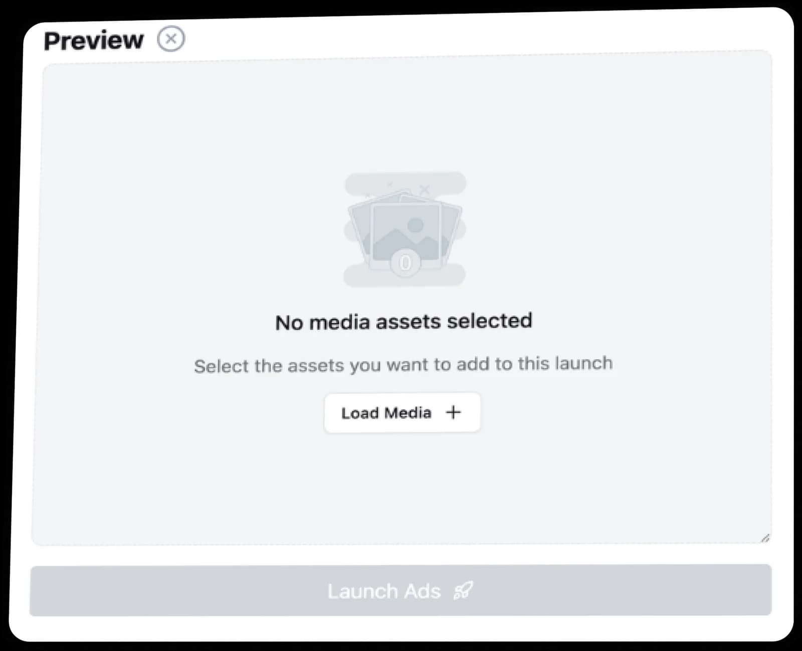 AdManage empty state after