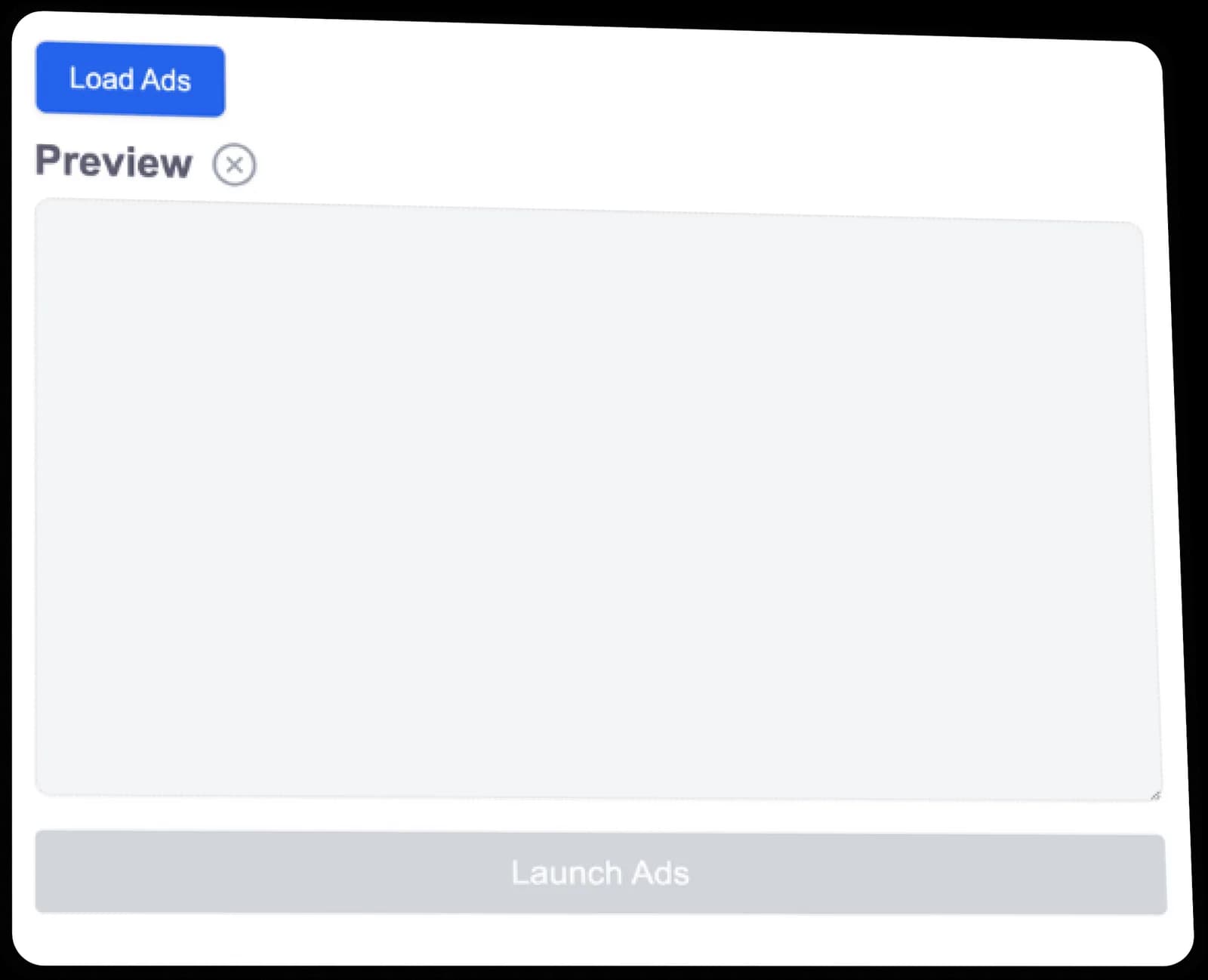 AdManage empty state before