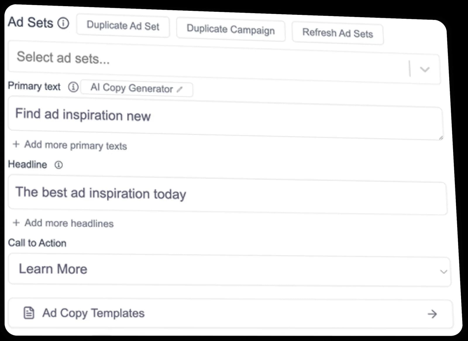 AdManage ad copy before