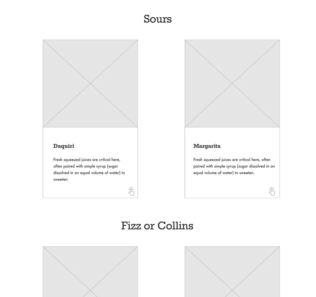 Collection page wireframe