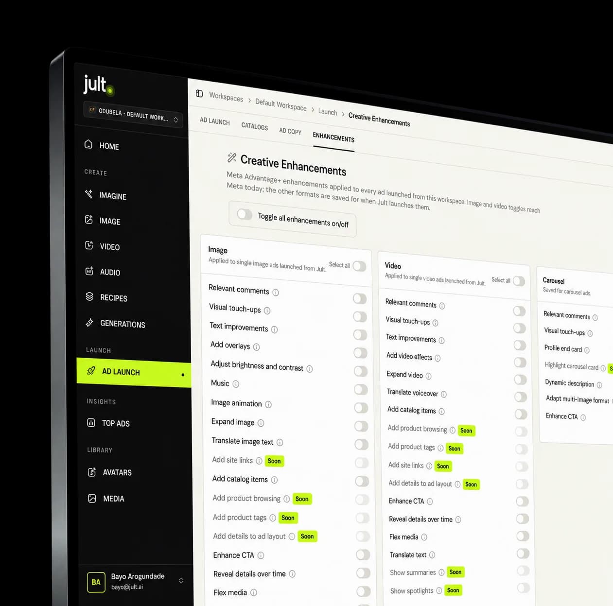 Jult Studio interface detail